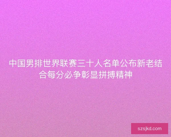中国男排世界联赛三十人名单公布新老结合每分必争彰显拼搏精神